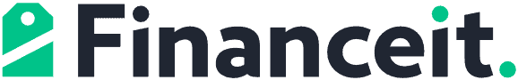 Financeit logo with teal text and green dot.